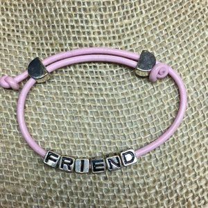 FRIEND Adjustable Bracelet Pink Silver Cube Square Friendship Retro BoHo Barbie
